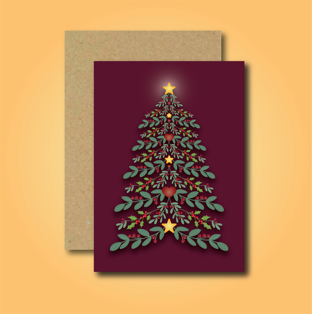 Branches of Joy (burgundy) Greetings Card