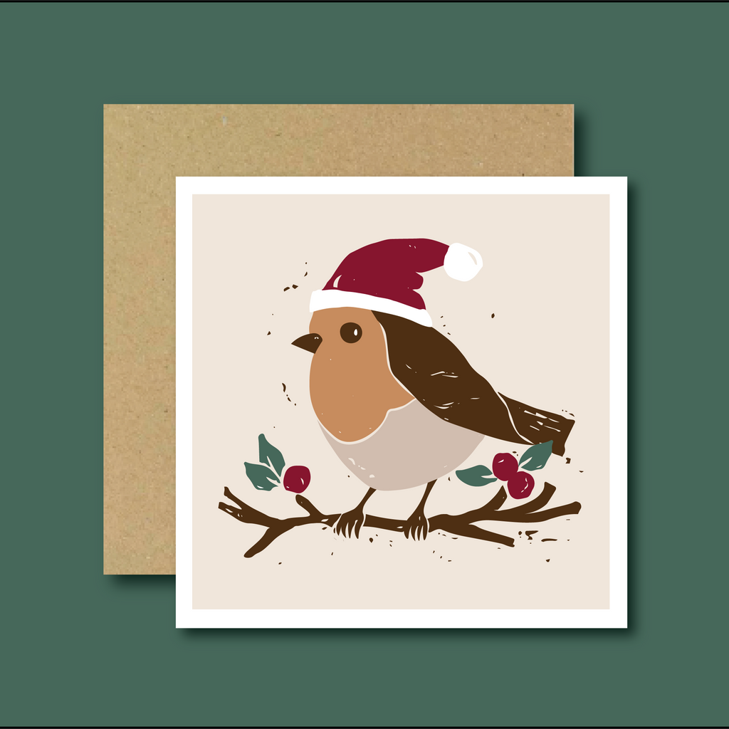Robin Christmas Cards, Single or Pack of 10
