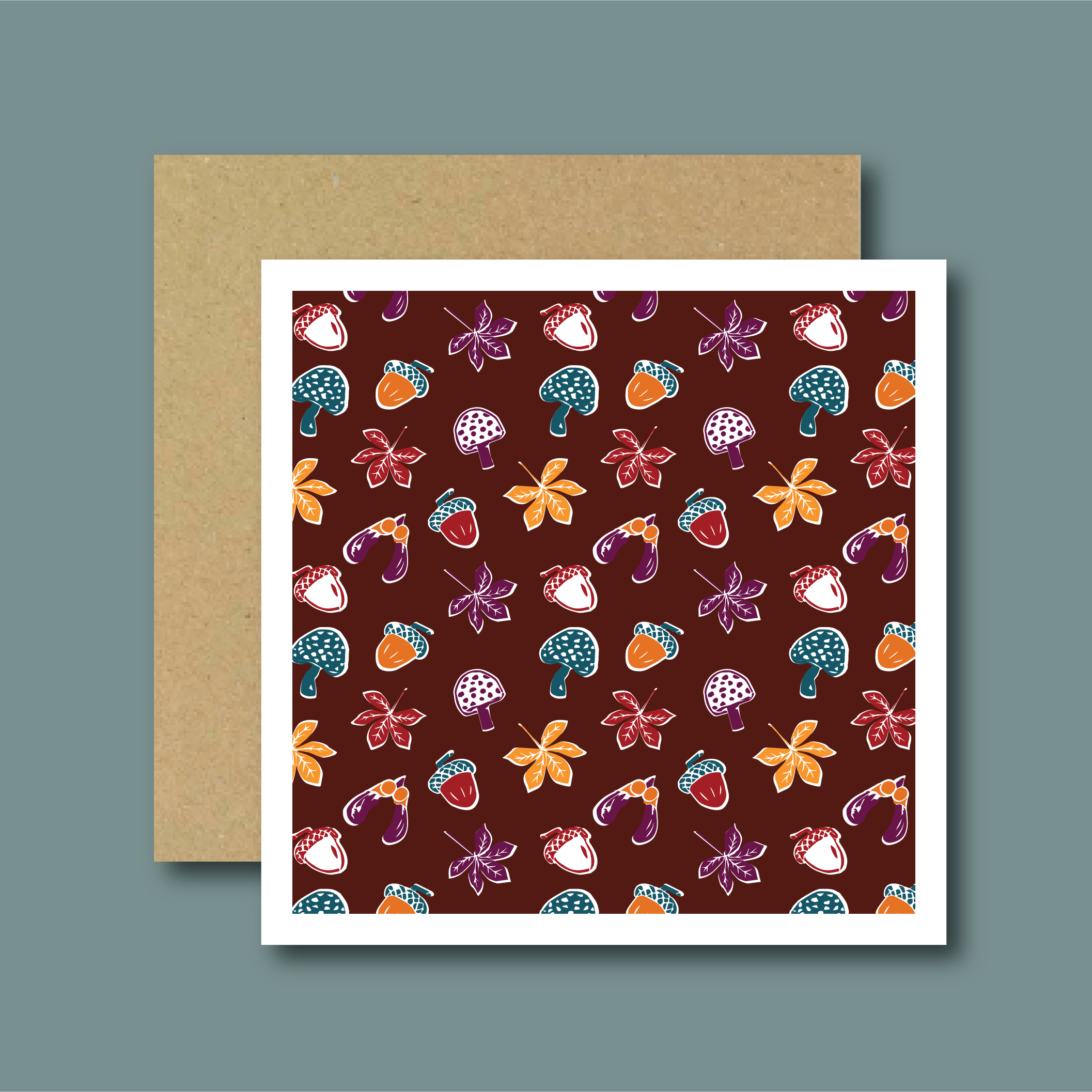 Woodland Walk Maroon Forest Card