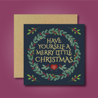 Merry Little Christmas Wreath Card (blue)