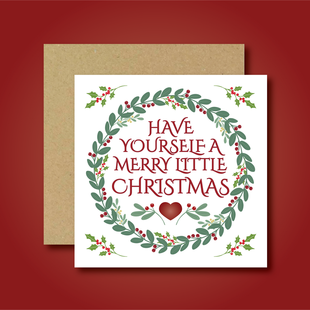 Merry Little Christmas Wreath Card