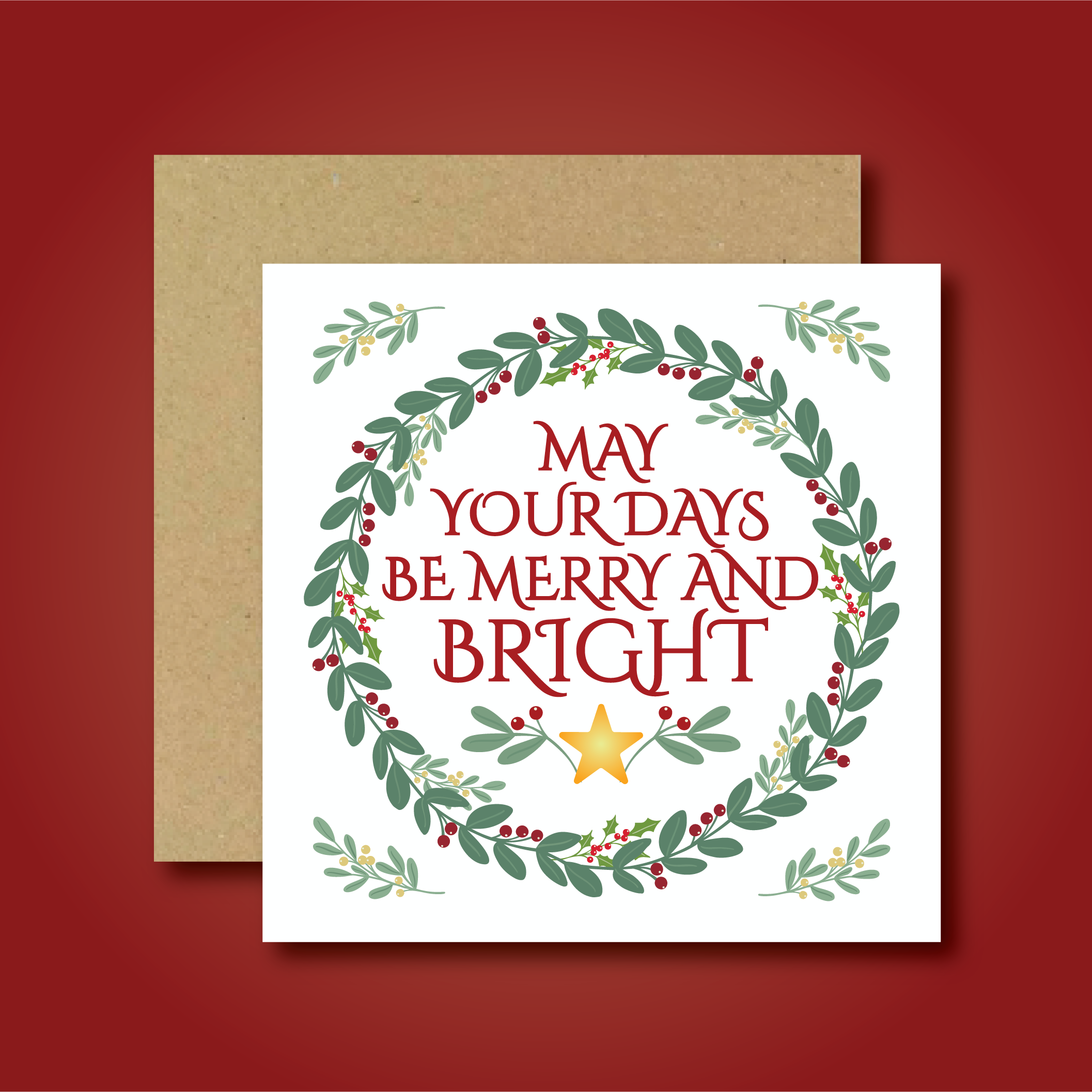 Merry & Bright Wreath Card