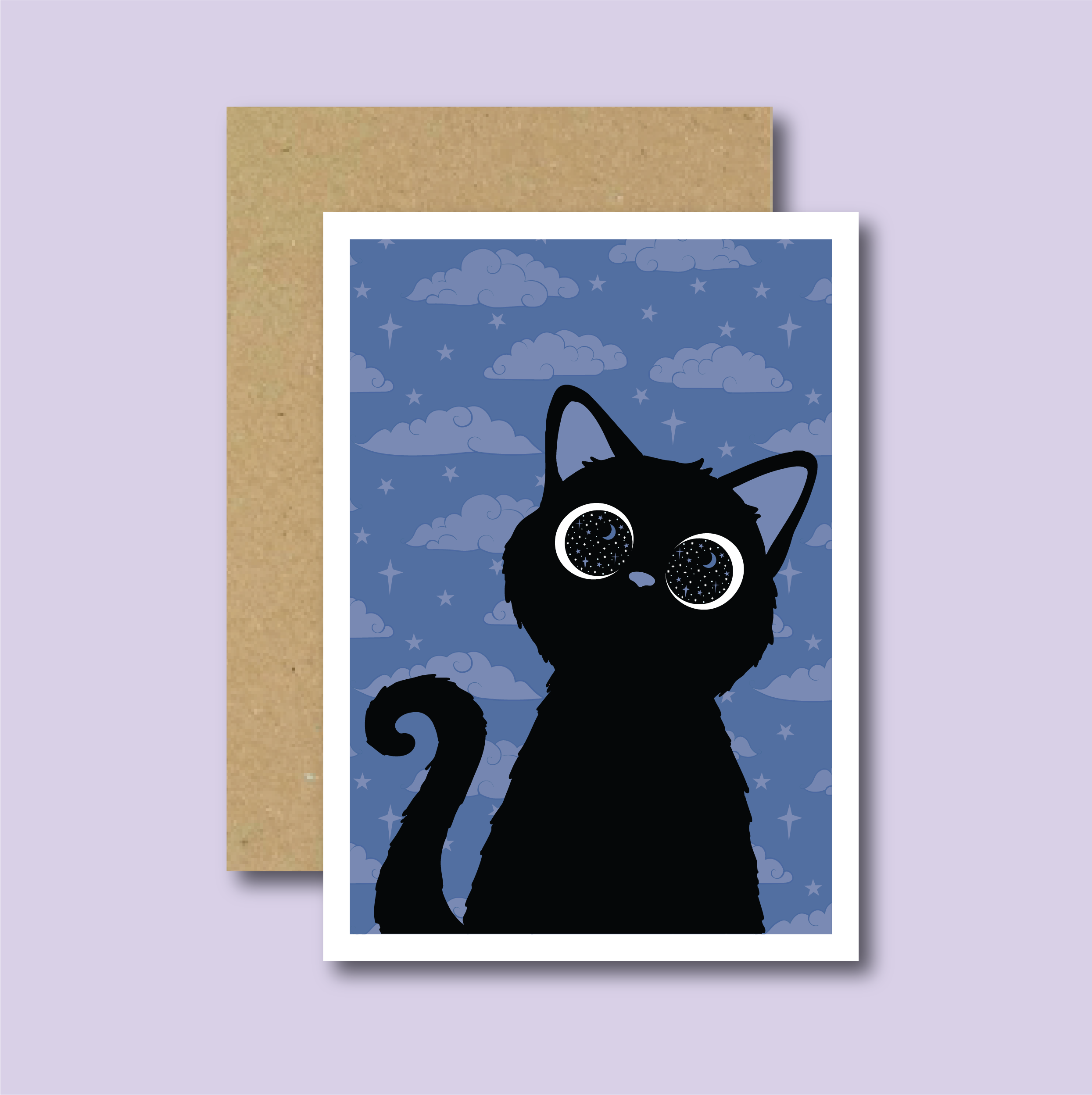 Cosmic Kitten (Blue) Greetings Card