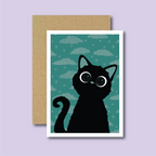Cosmic Kitten (Green) Greetings Card