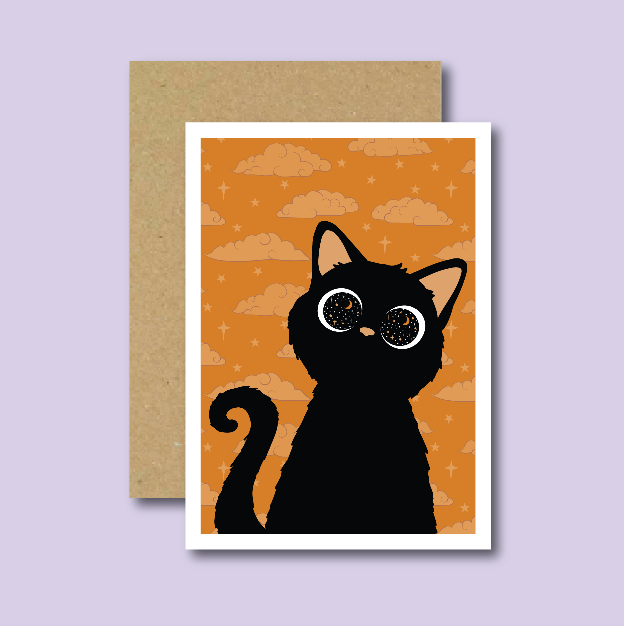 Cosmic Kitten (Orange) Greetings Card