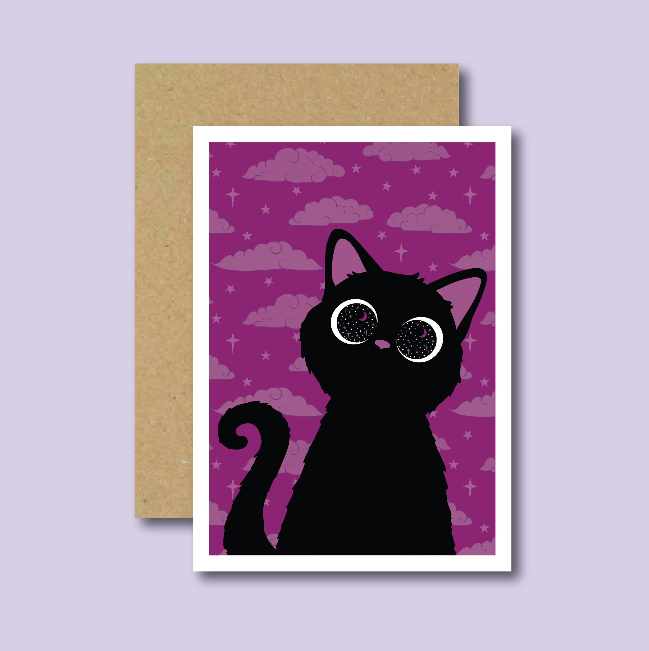 Cosmic Kitten (Pink) Greetings Card