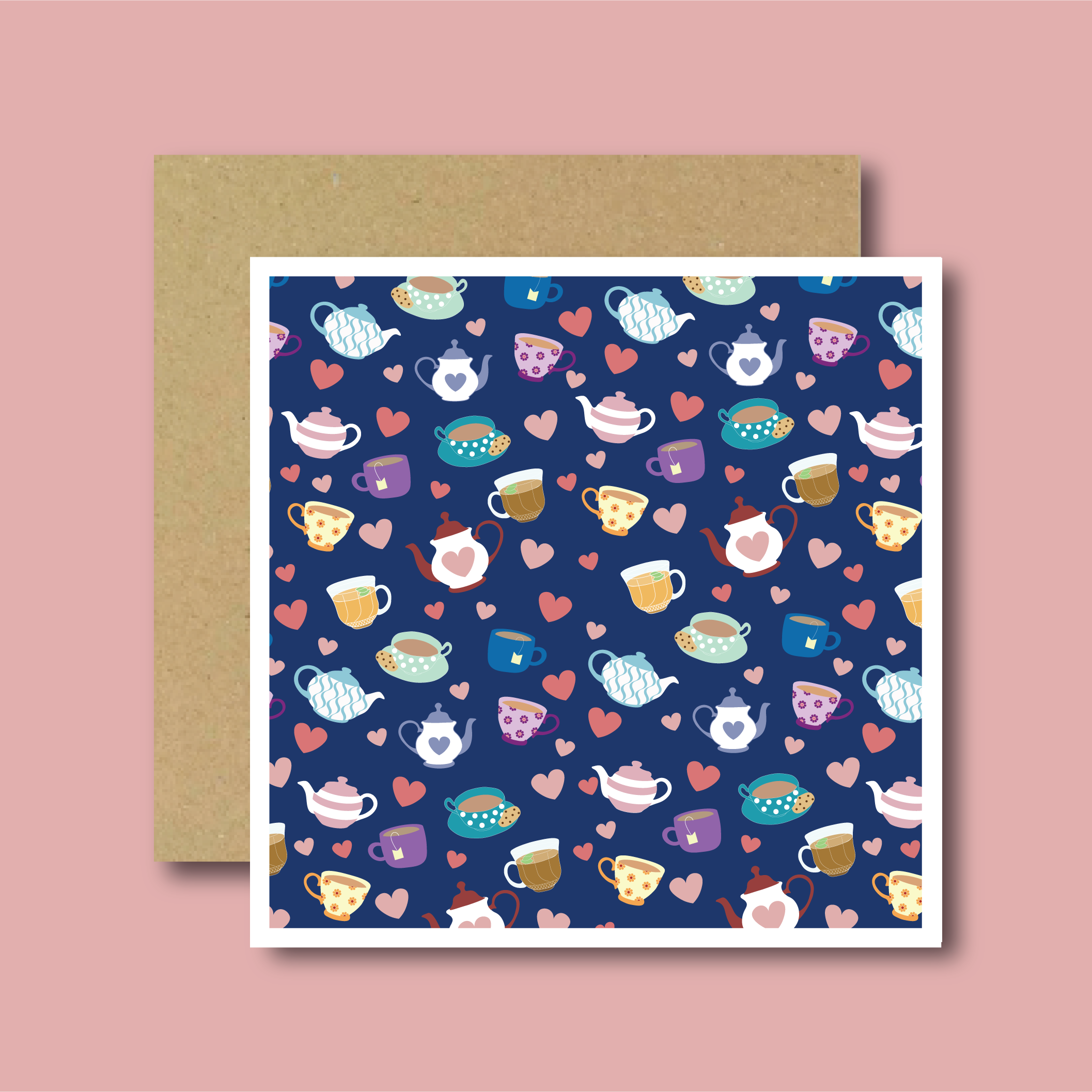 Blue Tea Party Greetings Card