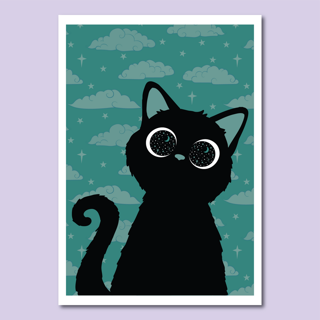 Cosmic Kitten (green) Art Print