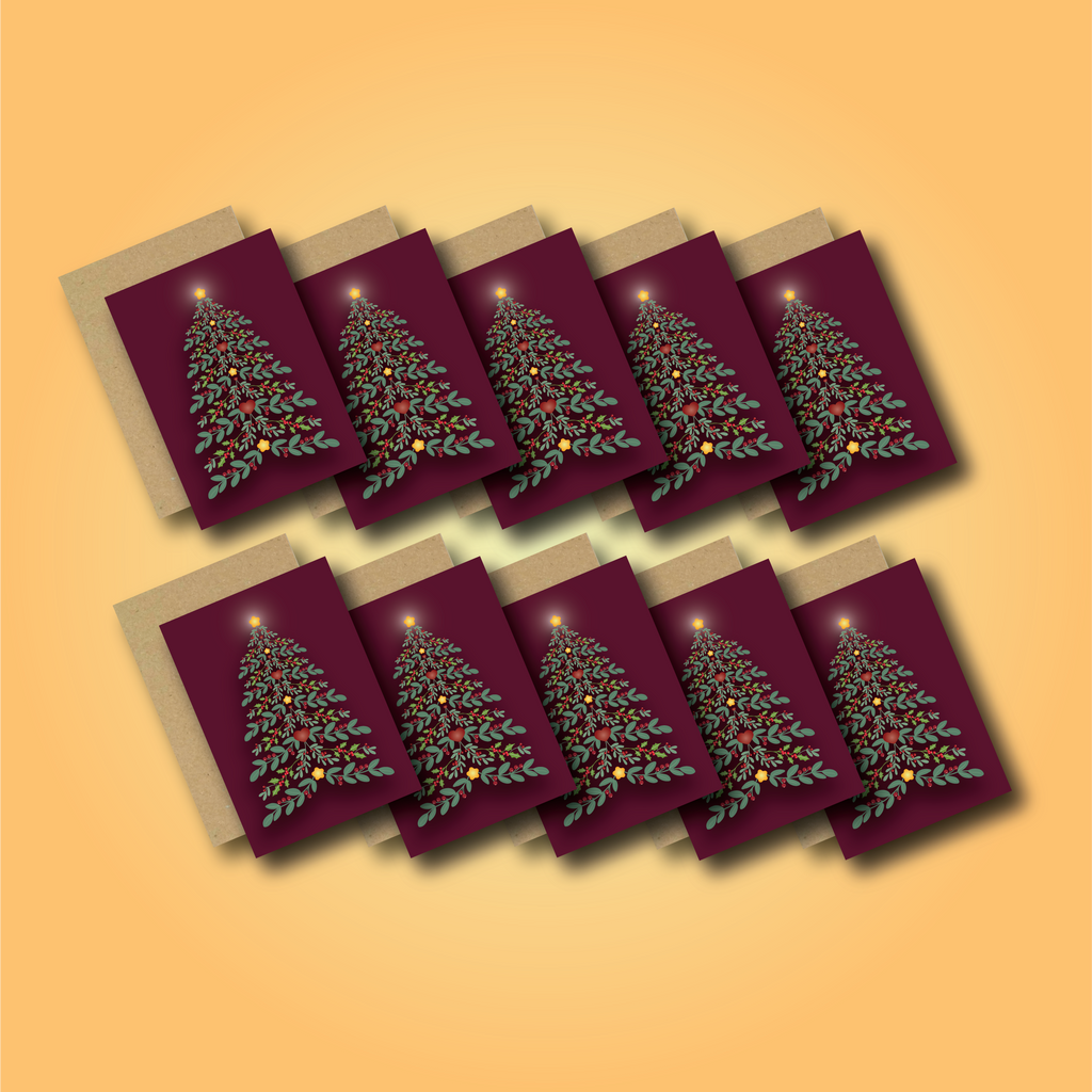 Branches of Joy (burgundy) Greetings Card