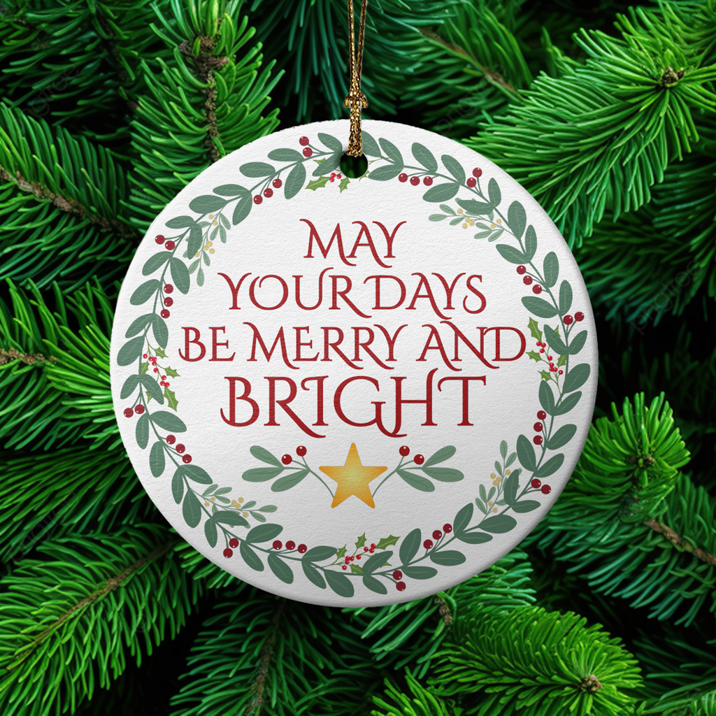 Merry & Bright Ceramic Ornament
