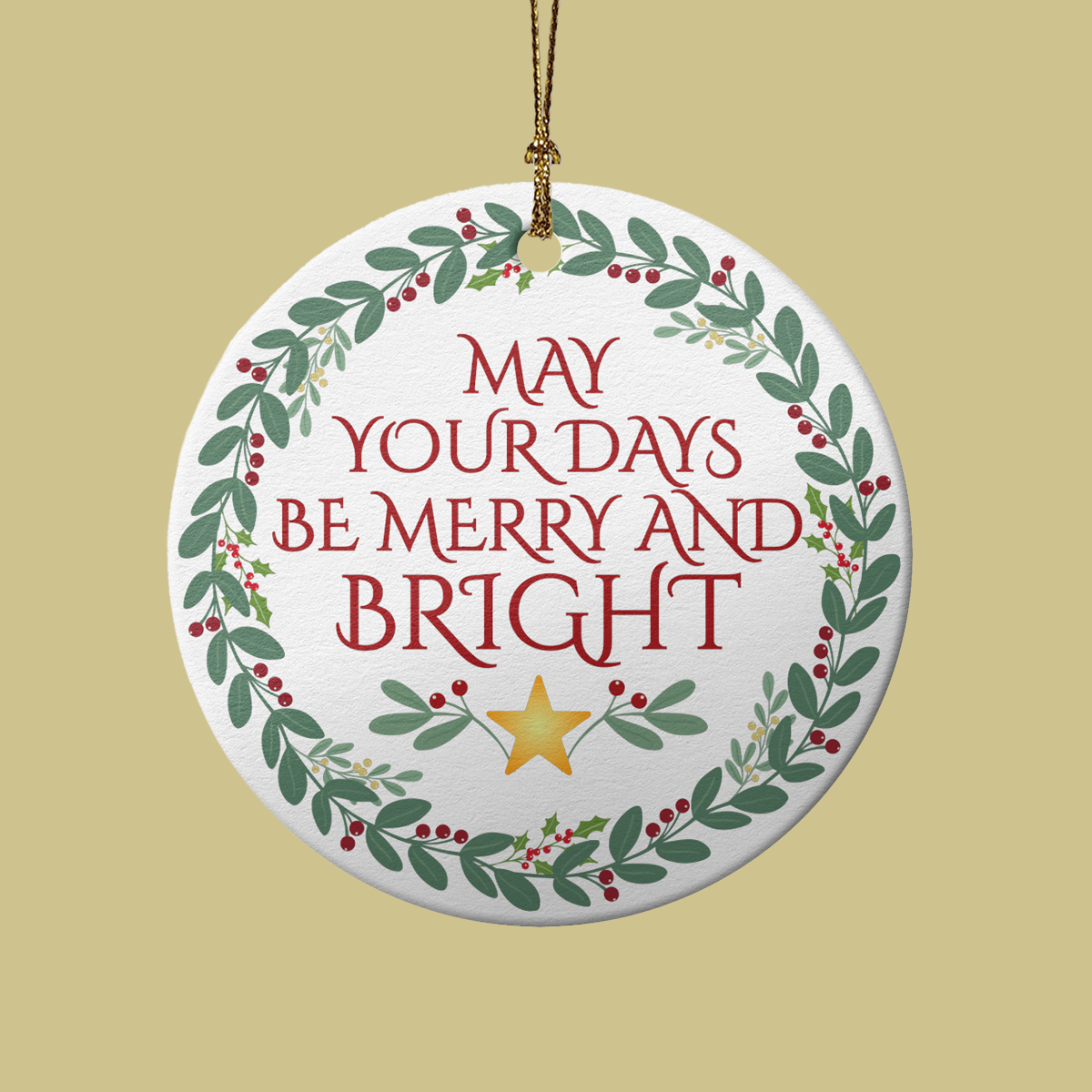 Merry & Bright Ceramic Ornament