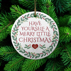 Merry Little Christmas Ceramic Tree Ornament