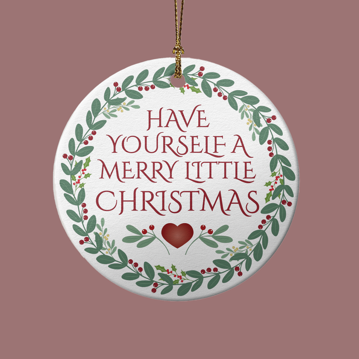 Merry Little Christmas Ceramic Tree Ornament