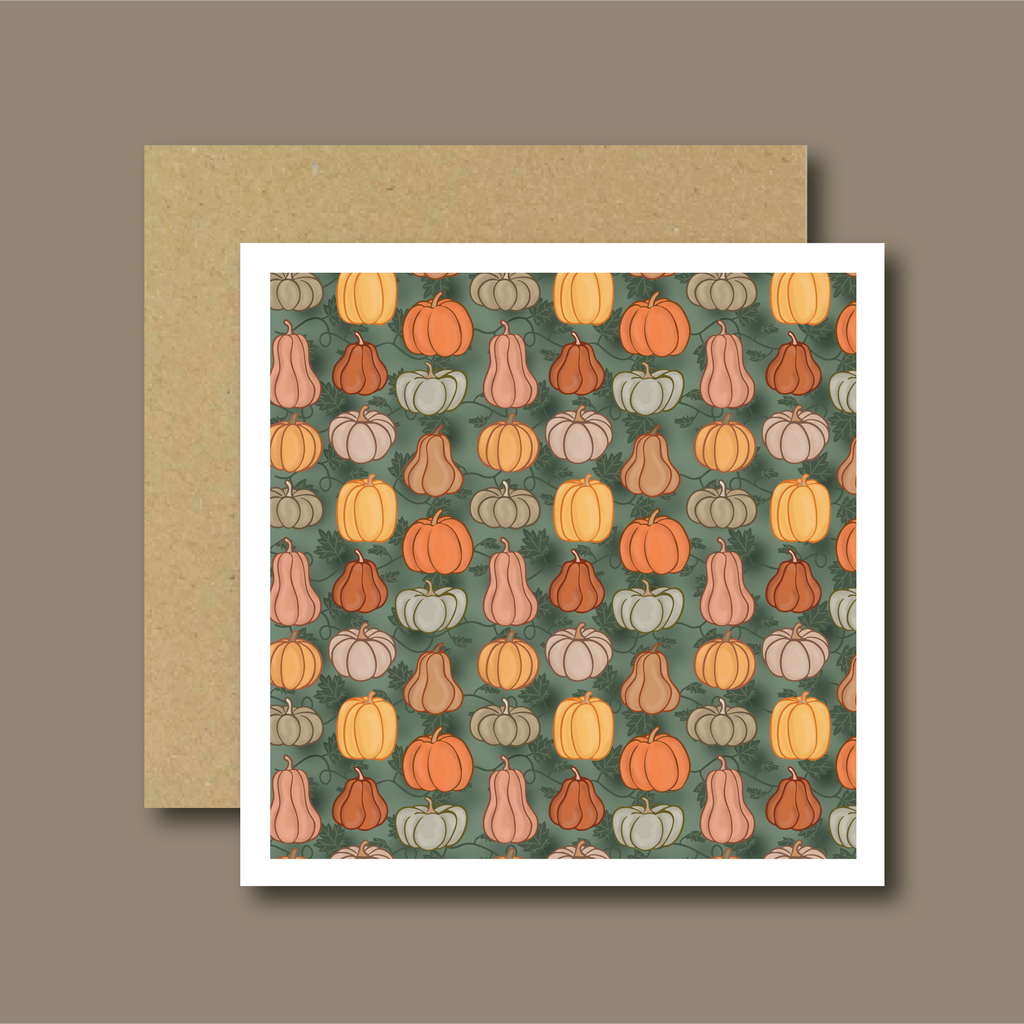 Pumpkin Patch (green) Greetings Card