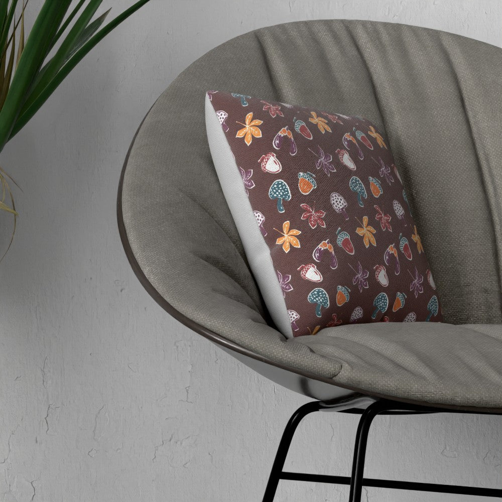 Woodland Walk Maroon Forest Cushion