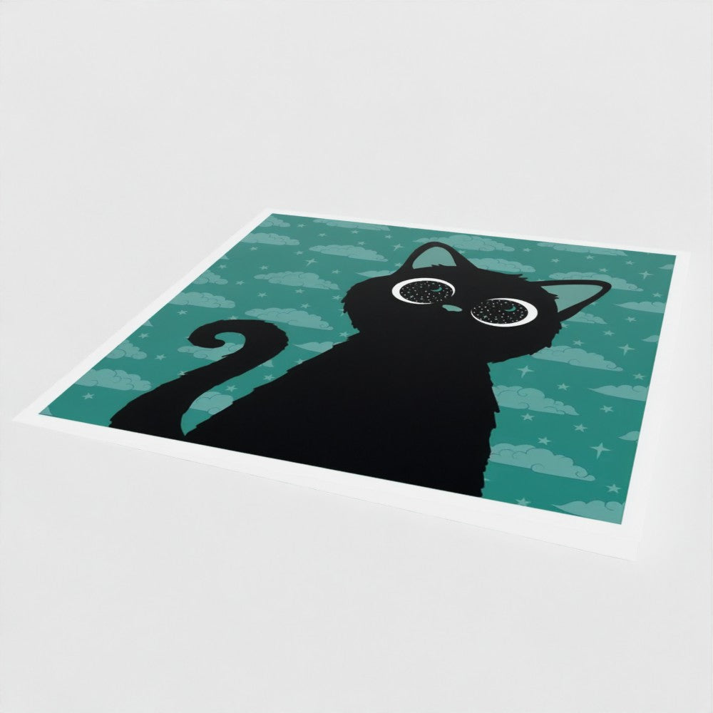 Cosmic Kitten (Green) Greetings Card