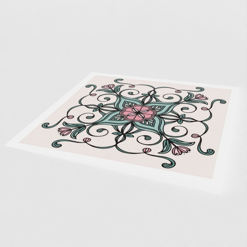 Petal Quartet Pink/Cream Greetings Card