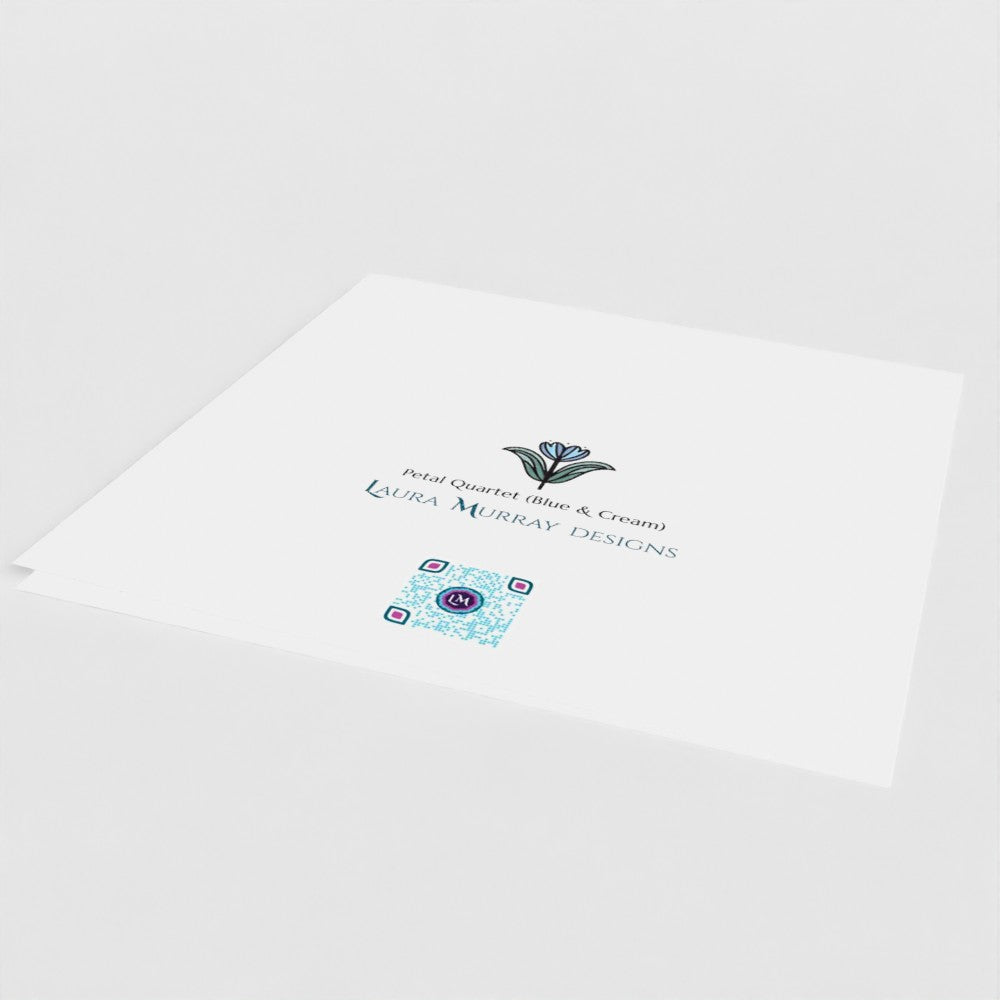 Petal Quartet Blue/Cream Greetings Card