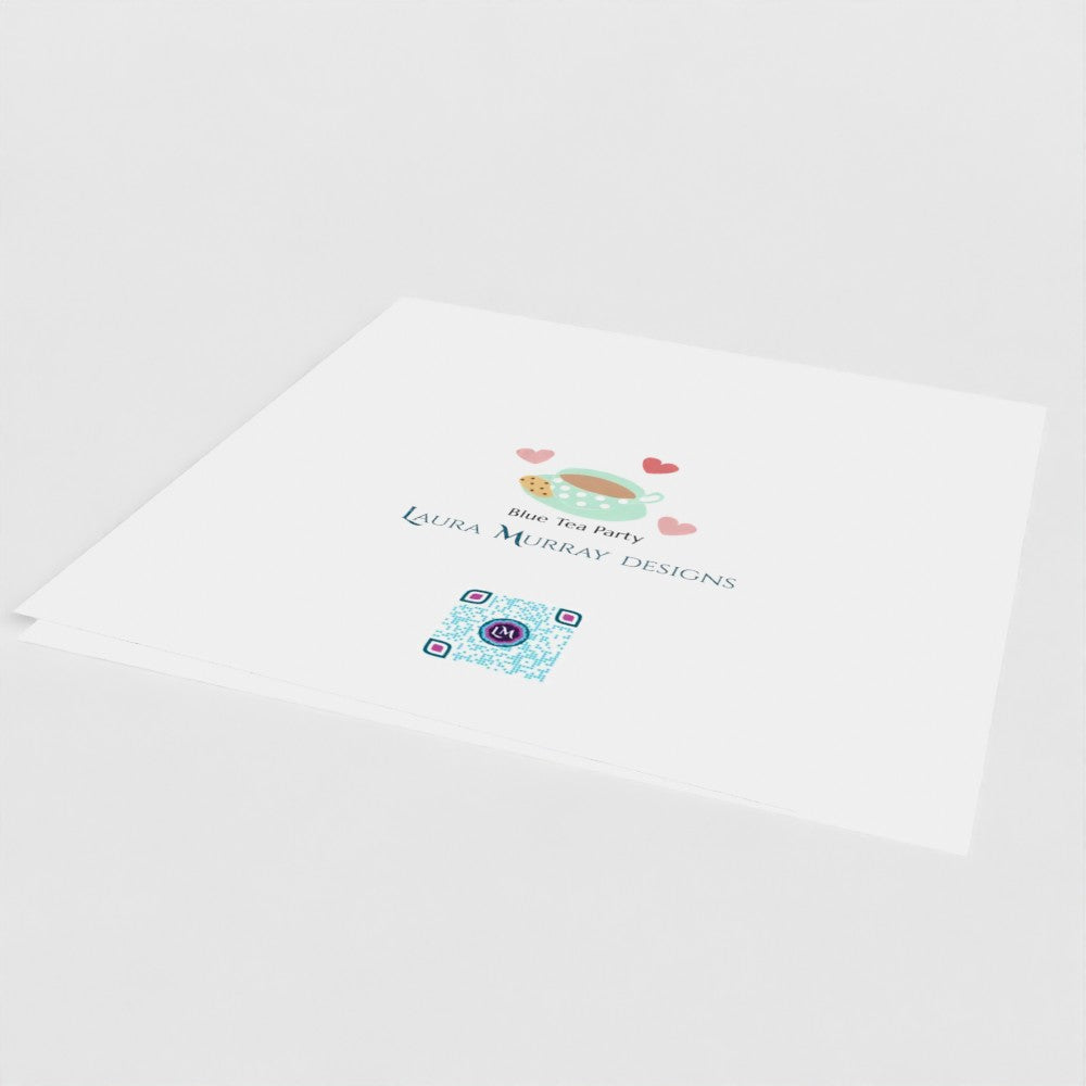 Blue Tea Party Greetings Card