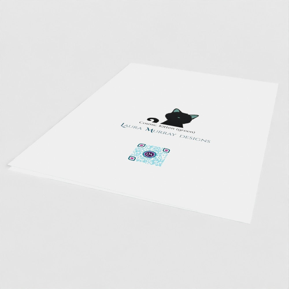 Cosmic Kitten (Green) Greetings Card