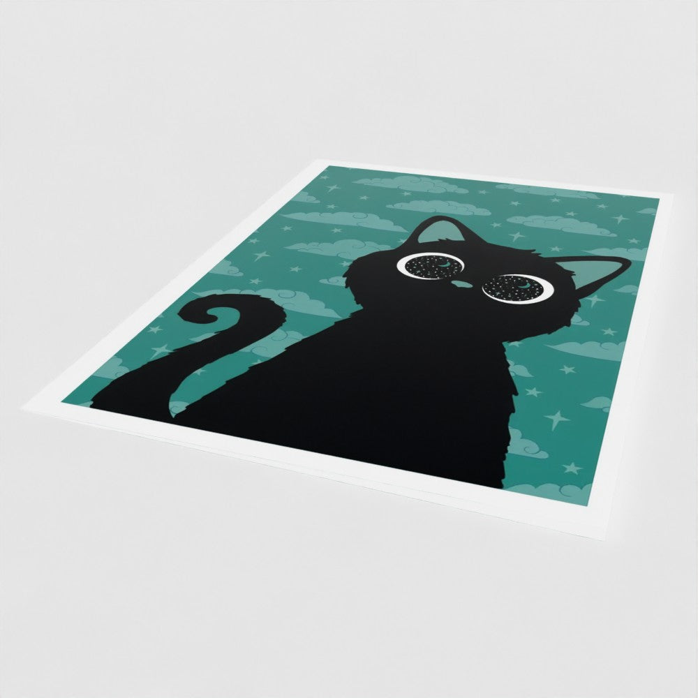 Cosmic Kitten (Green) Greetings Card