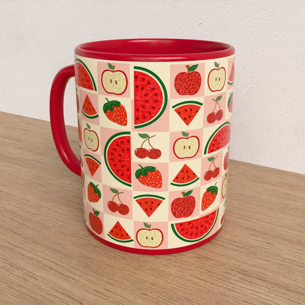Red Fruit Salad Mug