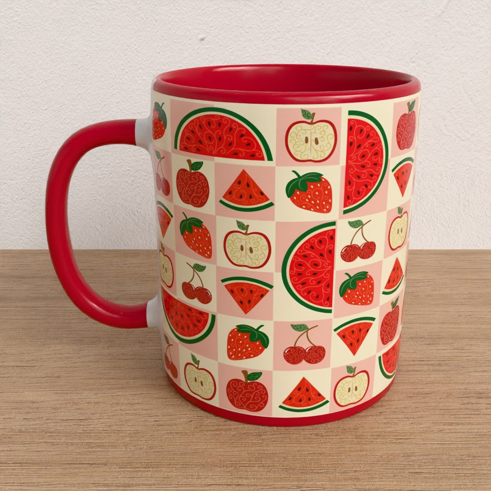 Red Fruit Salad Mug