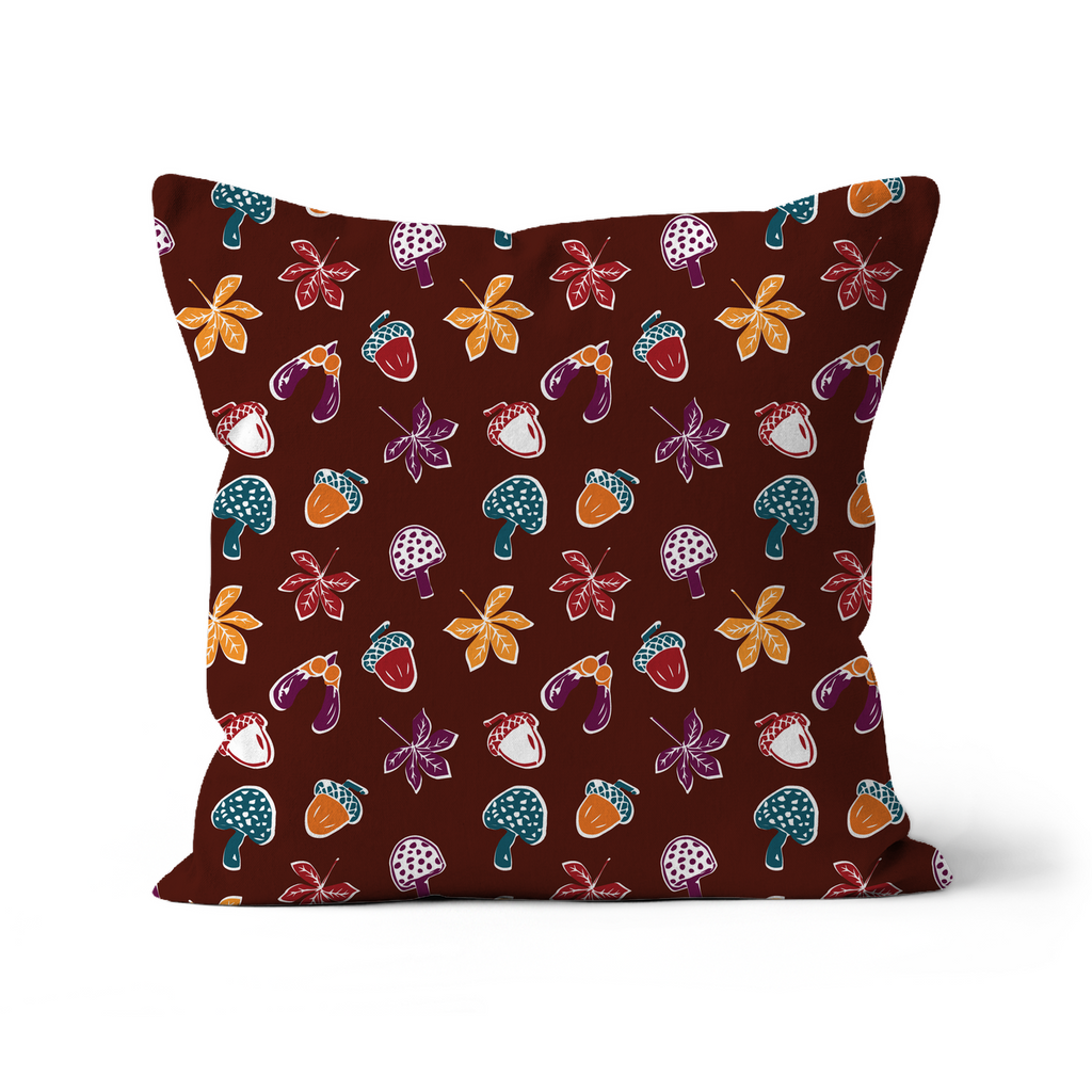 Woodland Walk Maroon Forest Cushion