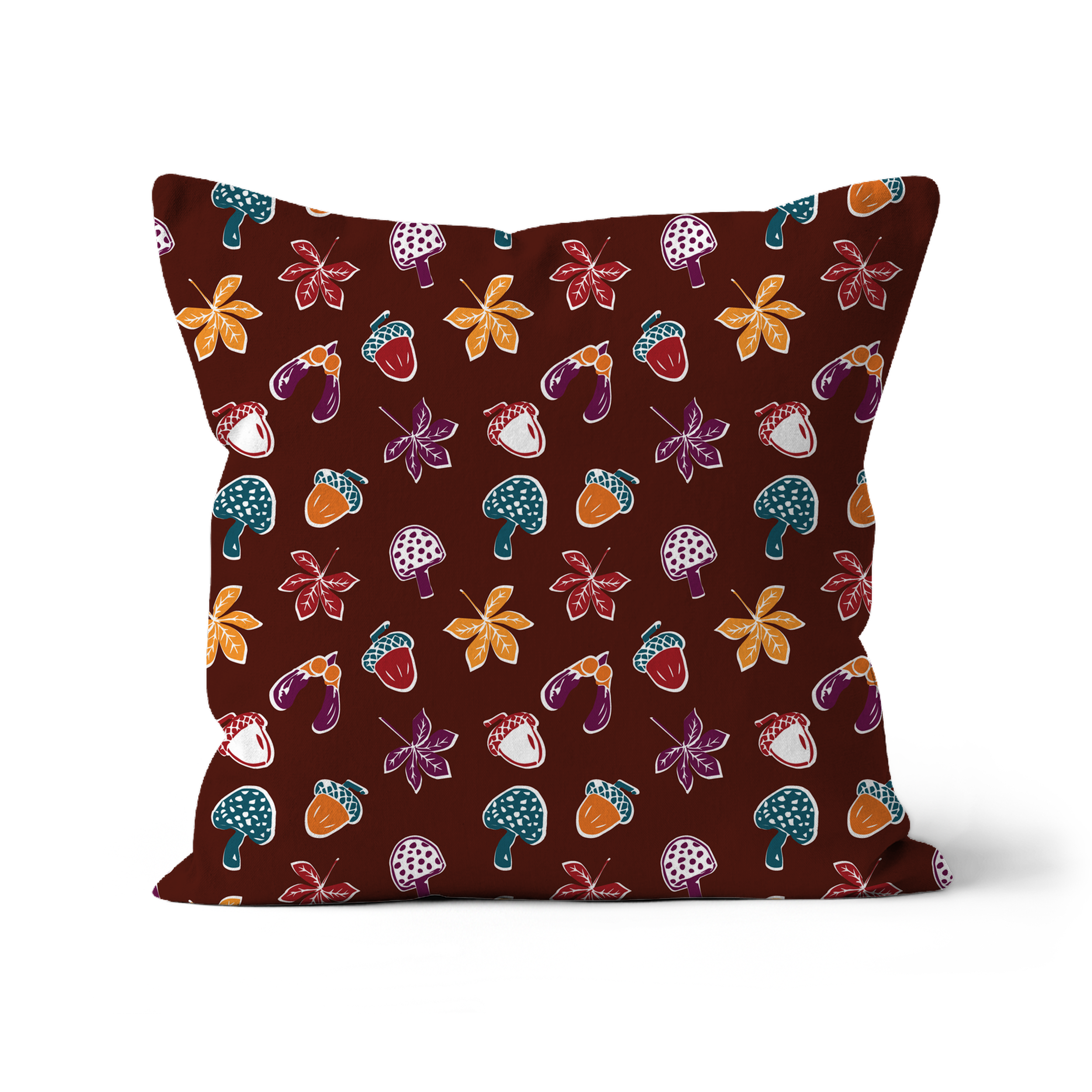 Woodland Walk Maroon Forest Cushion