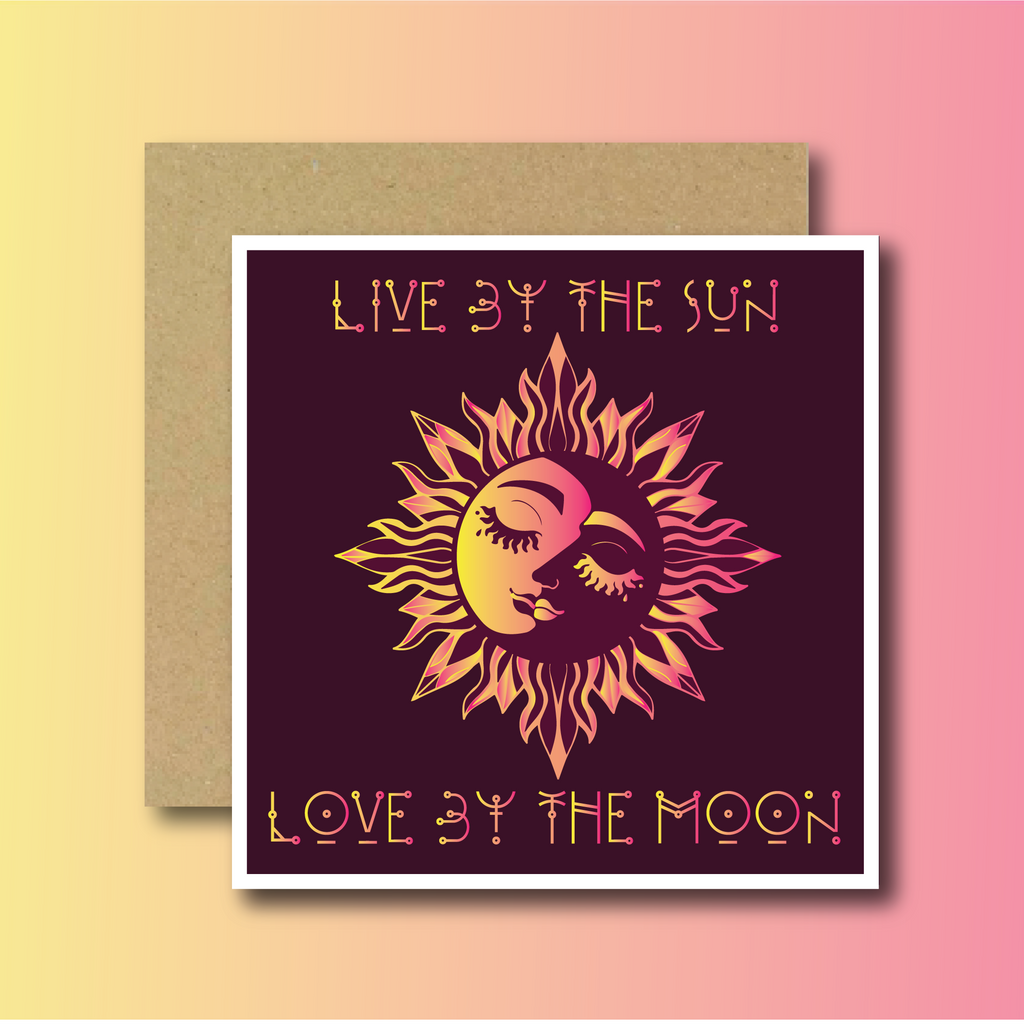 Live By The Sun Greetings Card (Sunset Variation)