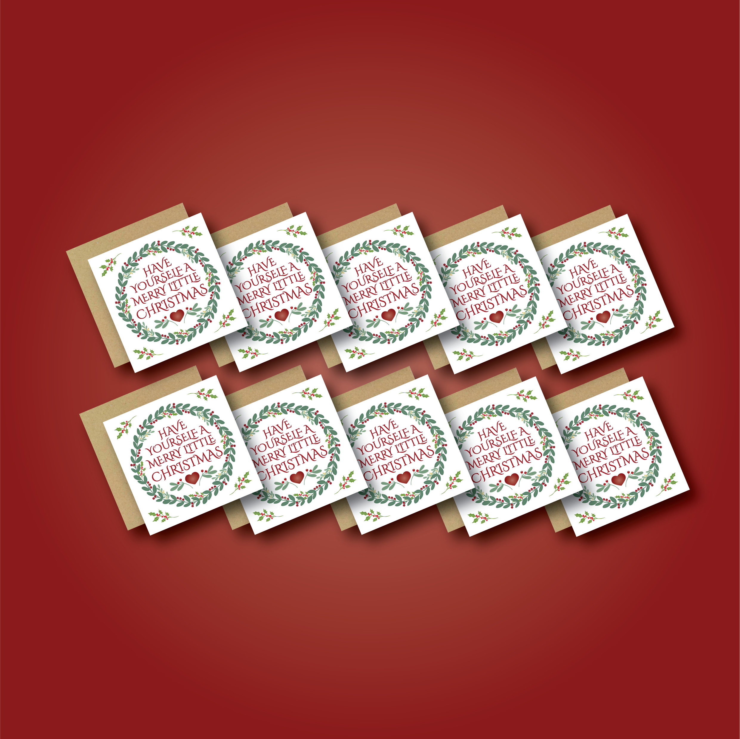 Merry Little Christmas Wreath Card